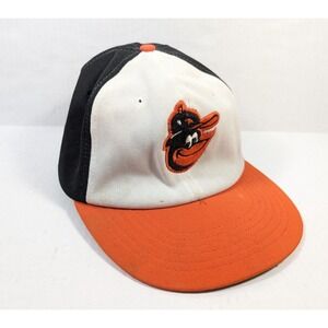 Vintage Baltimore Orioles Hat 80s MLB Orange Black Snapback Sewn Embroidered